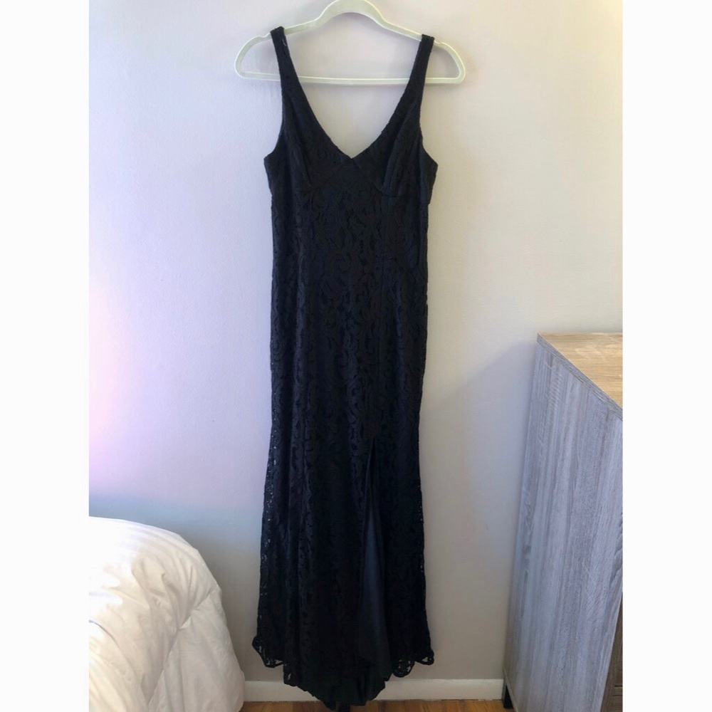 BCBGeneration Floor Length Black Lace Dress